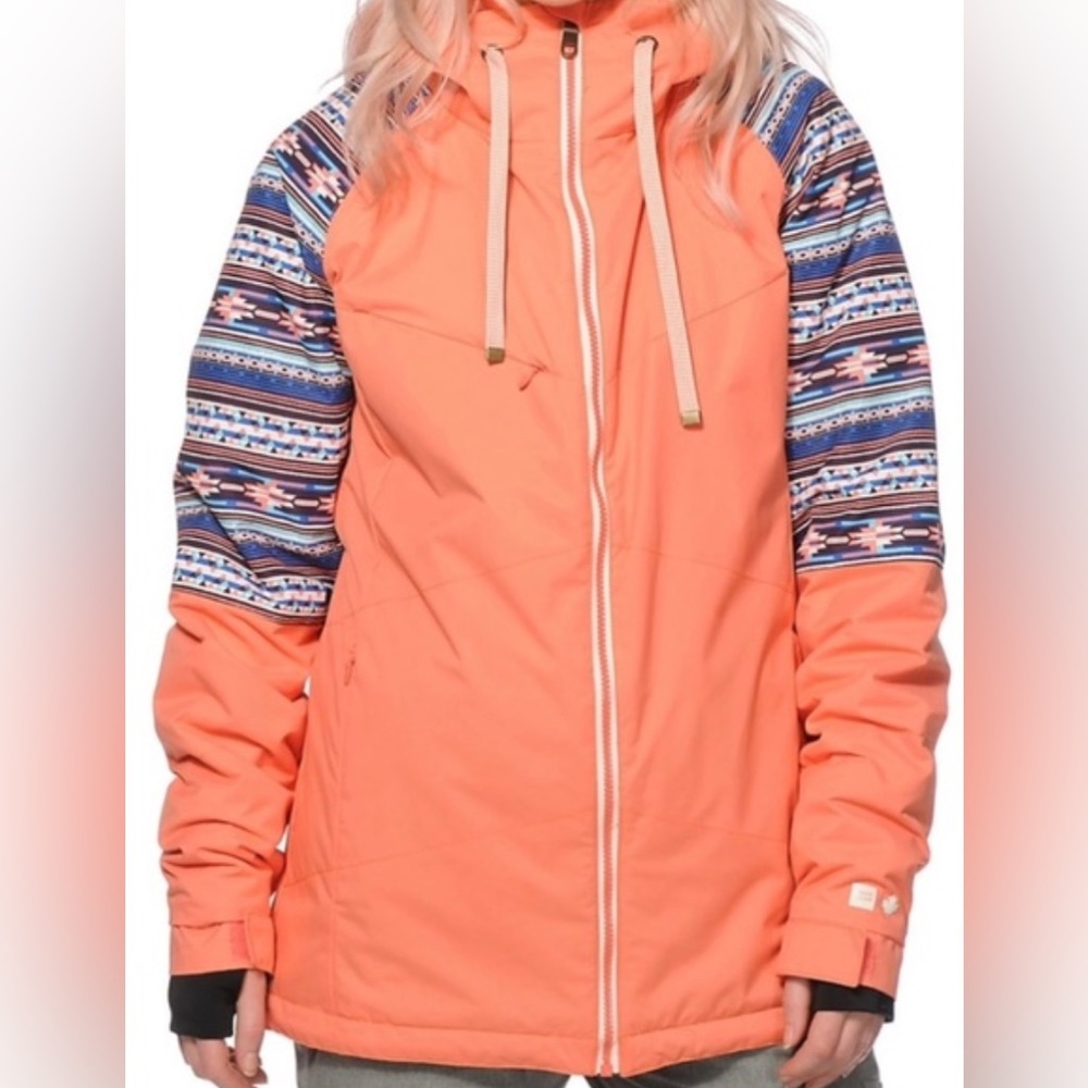 PWDR Room Jacket in Orange/Coral in Geometric Pattern